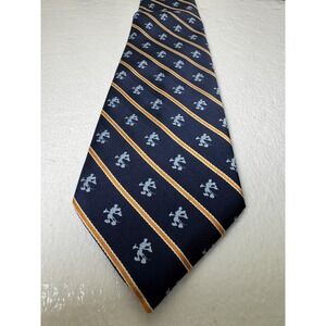 Vintage Walt Disney World~Navy/Orange Striped  Mickey‎ Mouse Silk Tie
